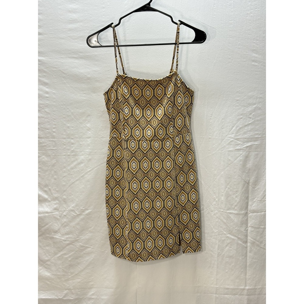 Stitch & Pine Geometric Mini Dress Boho Retro Slip Womens Medium Stretch